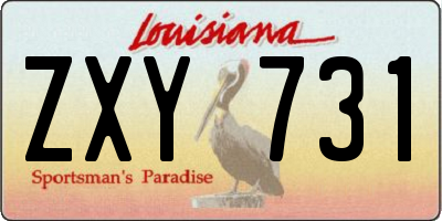 LA license plate ZXY731