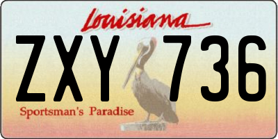 LA license plate ZXY736
