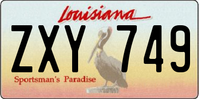 LA license plate ZXY749
