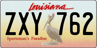 LA license plate ZXY762