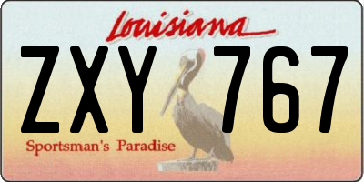 LA license plate ZXY767