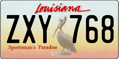 LA license plate ZXY768