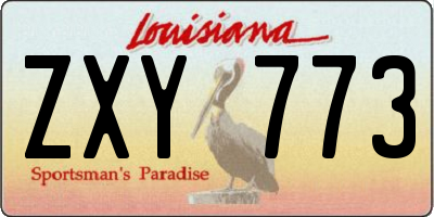 LA license plate ZXY773