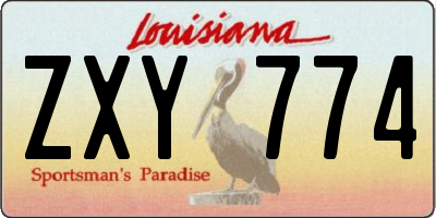 LA license plate ZXY774