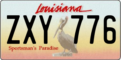 LA license plate ZXY776