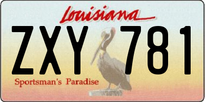 LA license plate ZXY781