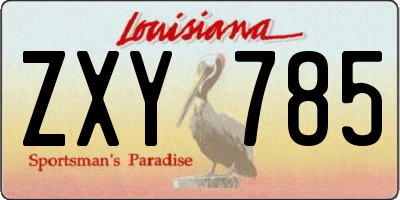 LA license plate ZXY785