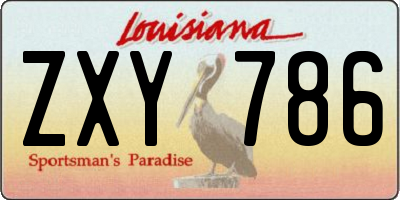 LA license plate ZXY786
