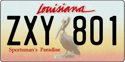 LA license plate ZXY801