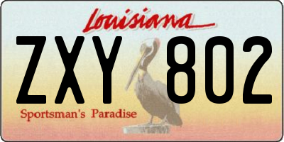 LA license plate ZXY802