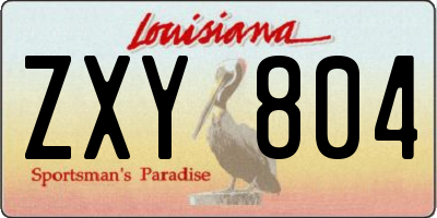 LA license plate ZXY804