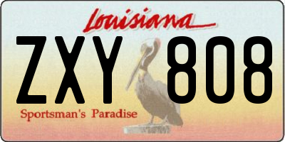 LA license plate ZXY808