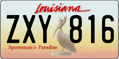 LA license plate ZXY816