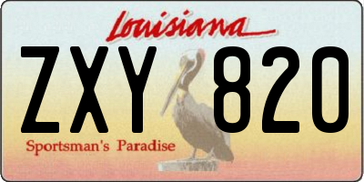 LA license plate ZXY820