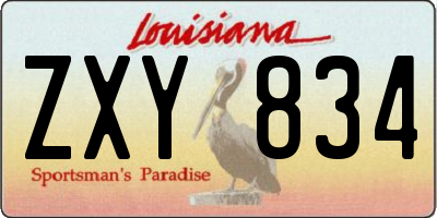 LA license plate ZXY834