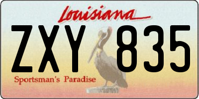LA license plate ZXY835