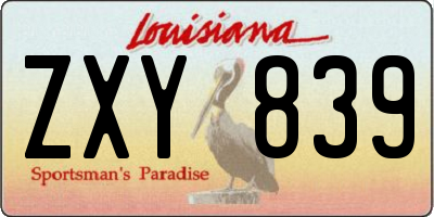 LA license plate ZXY839