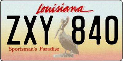 LA license plate ZXY840