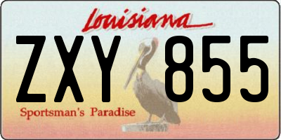 LA license plate ZXY855