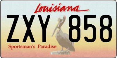 LA license plate ZXY858