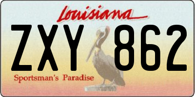 LA license plate ZXY862