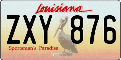 LA license plate ZXY876