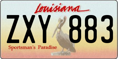 LA license plate ZXY883