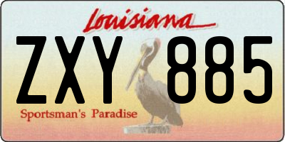 LA license plate ZXY885