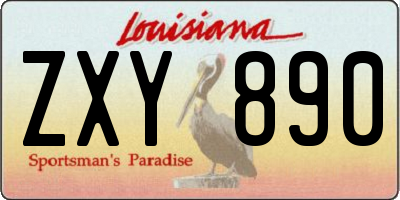 LA license plate ZXY890