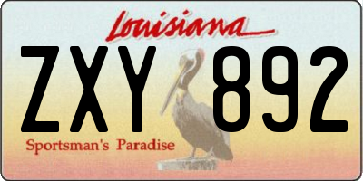 LA license plate ZXY892