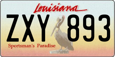 LA license plate ZXY893