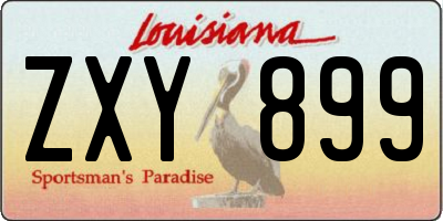 LA license plate ZXY899