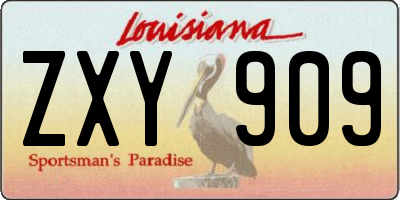 LA license plate ZXY909