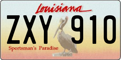 LA license plate ZXY910