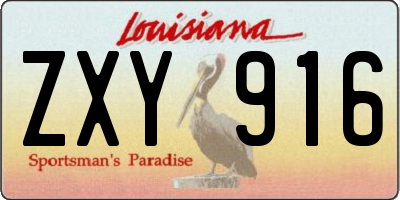 LA license plate ZXY916