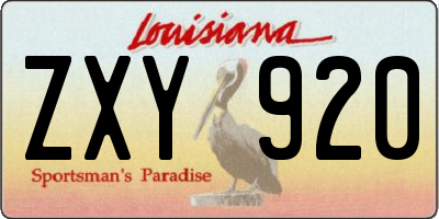 LA license plate ZXY920