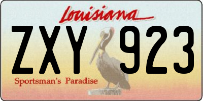 LA license plate ZXY923