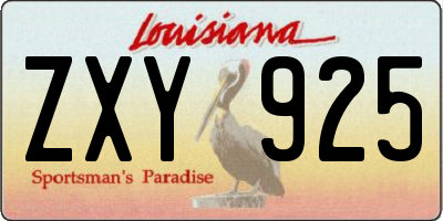 LA license plate ZXY925