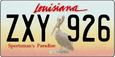 LA license plate ZXY926