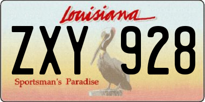 LA license plate ZXY928