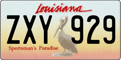 LA license plate ZXY929