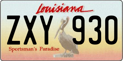 LA license plate ZXY930