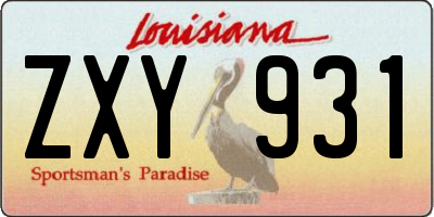 LA license plate ZXY931