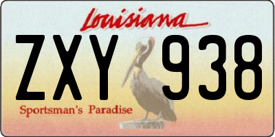 LA license plate ZXY938