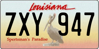 LA license plate ZXY947