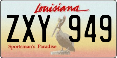 LA license plate ZXY949