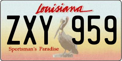 LA license plate ZXY959
