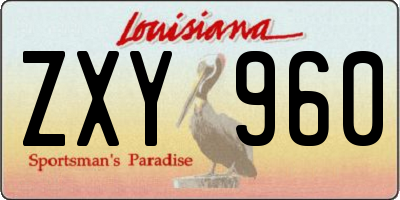 LA license plate ZXY960