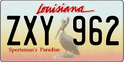 LA license plate ZXY962