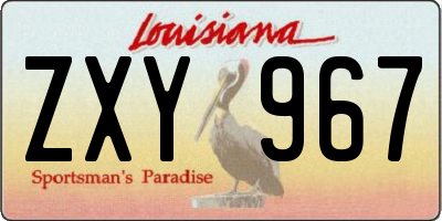 LA license plate ZXY967